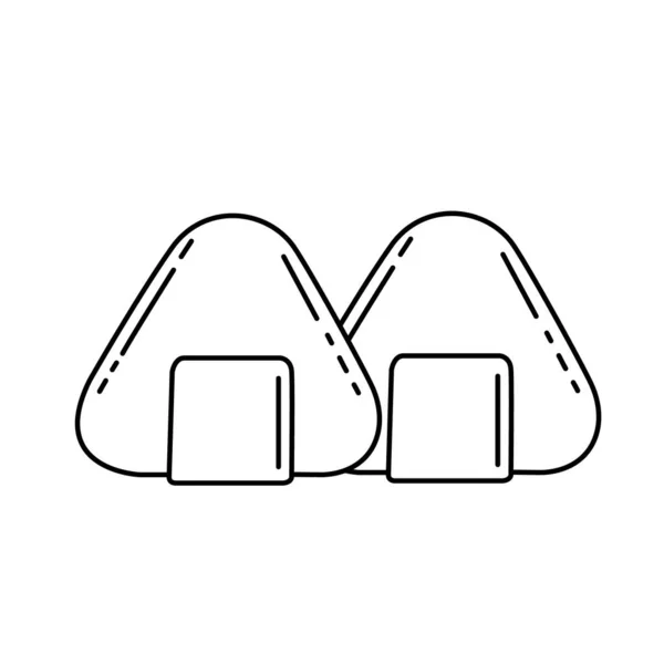 Japán Onigiri Rizs Háromszög Élelmiszer Vektor Illusztráció Elszigetelt Fehér Alapon — Stock Vector