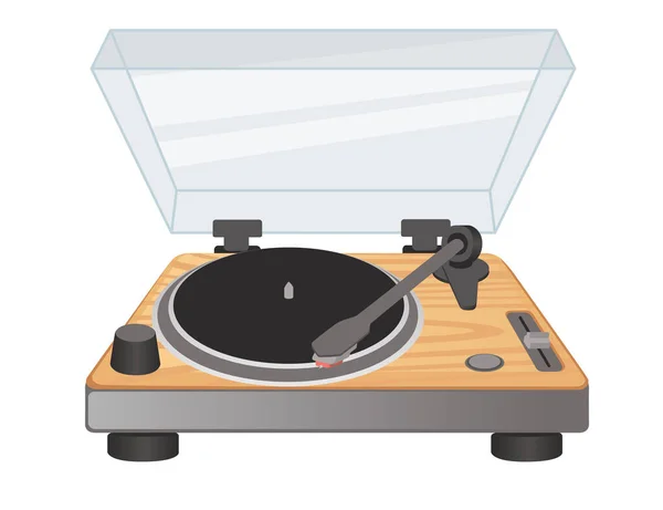 レコードプレーヤーレトロなデザインのサウンド機器のベクトルのイラストは白の背景に隔離 — ストックベクタ