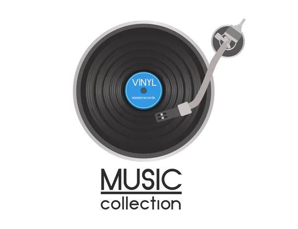 Vinylplaten Met Kleurrijke Label Vector Illustratie Geïsoleerd Witte Achtergrond — Stockvector