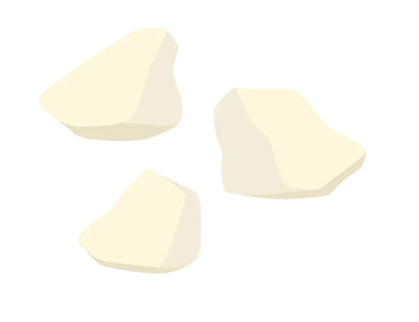 Tiga Gambar Vektor Feta Cheese Pieces Terisolasi Pada Latar Belakang - Stok Vektor