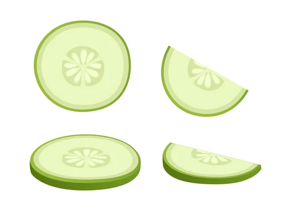 Ярко Зеленый Кусок Огуречного Овоща Свежие Здоровые Векторные Изображения Пищевых — стоковый вектор
