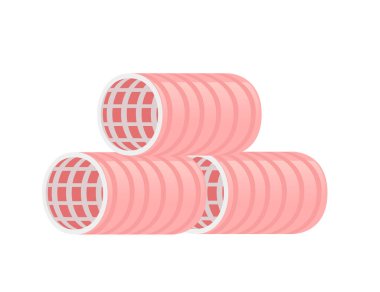 Plastik retro tasarım bigudiler vektör çizimi beyaz arkaplanda izole edildi.