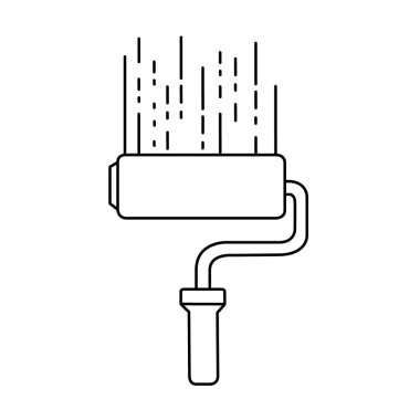 Beyaz arkaplan üzerindeki vektör çizimi için boya silindirli el aracı.