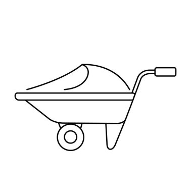 Beyaz arkaplanda kum tasarım vektör illüstrasyonuna sahip el arabası.