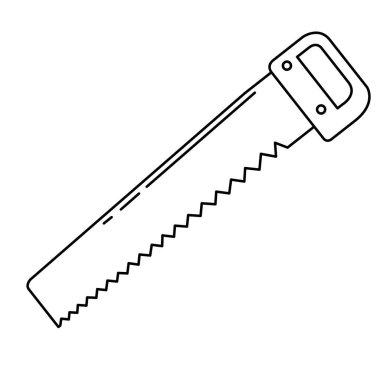 Beyaz arkaplanda el testeresi tasarım vektörü çizimi.