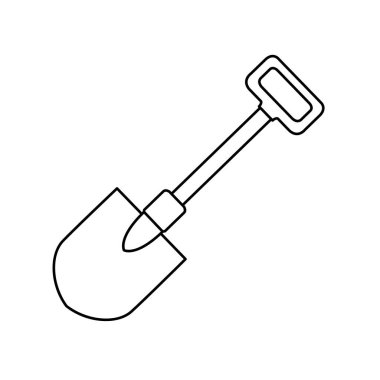 Beyaz arkaplanda bahçe küreği Simge vektör çizimi.