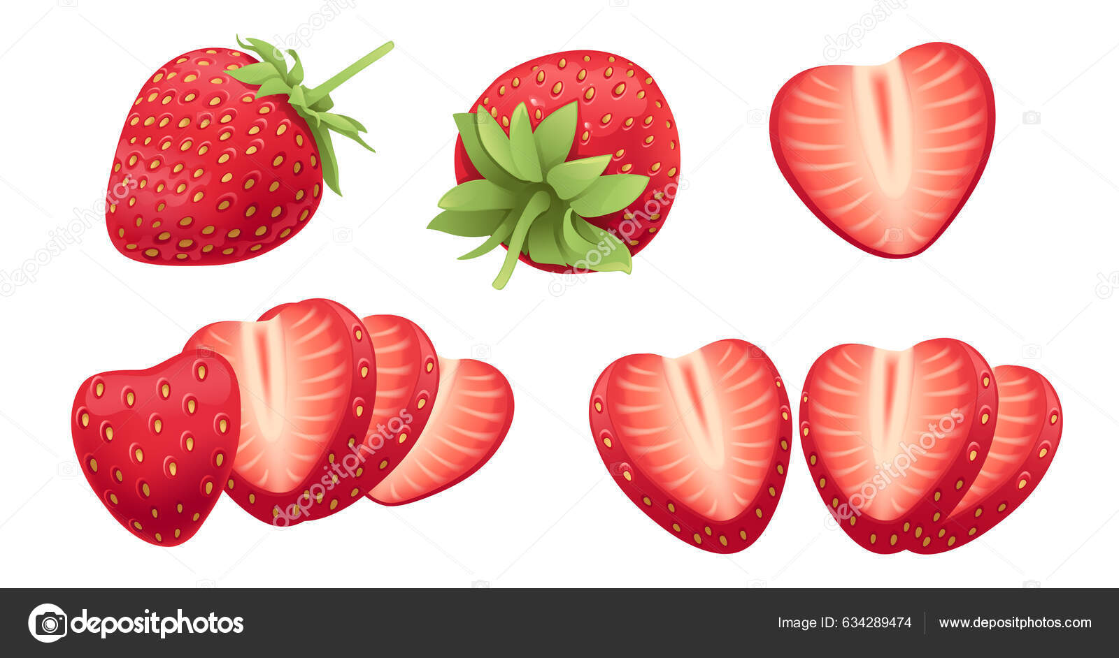 Fraises entières images vectorielles, Fraises entières vecteurs libres de  droits | DepositPhotos, image size:1600x942