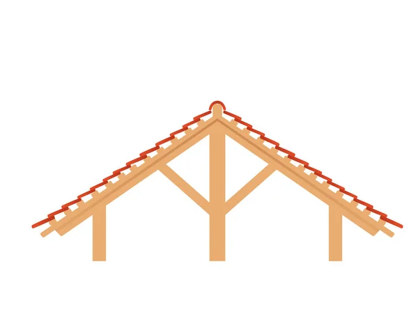 Hausdach Aus Roten Keramikziegeln Vektor Illustration Auf Weißem Hintergrund — Stockvektor