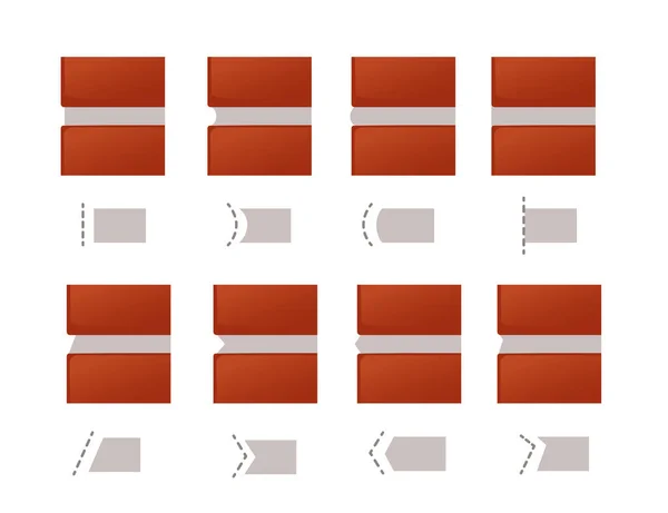 白い背景に赤いレンガのベクトルイラストのセット — ストックベクタ