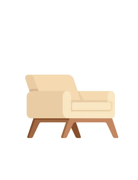 白色背景上孤立的现代木制舒适扶手椅矢量图解 — 图库矢量图片