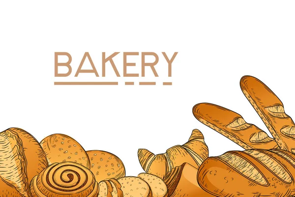 Productos Panadería Estilo Dibujado Mano Para Ilustración Vectores Diseño Tarjetas — Vector de stock