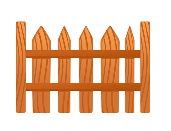 Dřevěný Plot Vektorové Ilustrace Izolované Bílém Pozadí — Stockový vektor