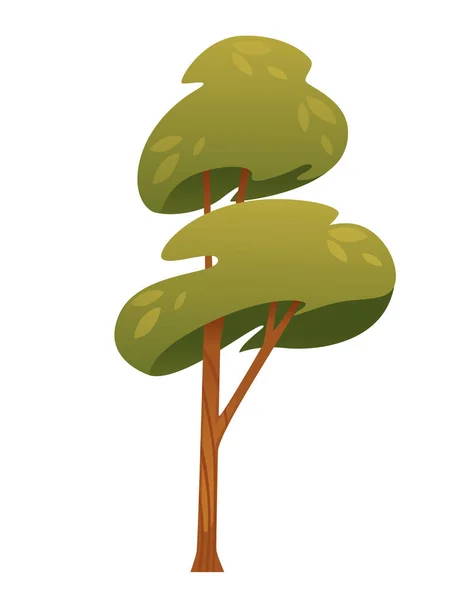 Πράσινο Στυλιζαρισμένο Δέντρο Διανυσματική Απεικόνιση Απομονώνονται Λευκό Φόντο — Διανυσματικό Αρχείο