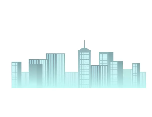 Lichtblauw Stadsgezicht Met Wolkenkrabbers Vector Illustratie Geïsoleerd Witte Achtergrond — Stockvector