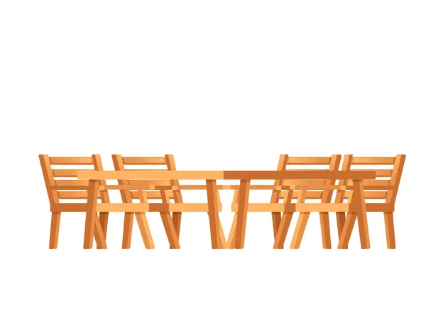 Tisch Mit Stühlen Für Terrassenpark Oder Café Vektorillustration Auf Weißem — Stockvektor
