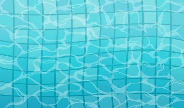 Water pool with ceramic tiles on bottom water texture vector illustration top view. clipart