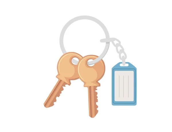 Startseite Schlüsselanhänger Mit Schlüsseln Und Tags Vektor Illustration Isoliert Auf — Stockvektor