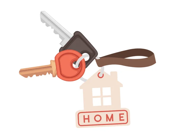 Home Keychain Keys Vector Illustration Isolated White Background — Stock Vector