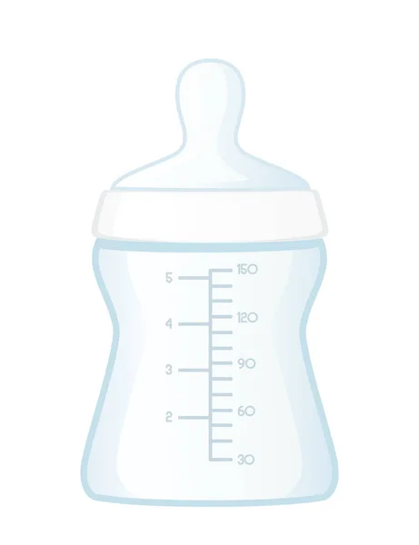 Alimentación Plástico Biberón Leche Transparente Botella Vector Ilustración Aislado Sobre — Archivo Imágenes Vectoriales