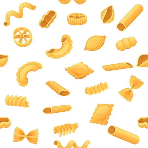 Verschiedene Arten Von Pasta Nahtlose Muster Vektor Illustration Auf Weißem — Stockvektor