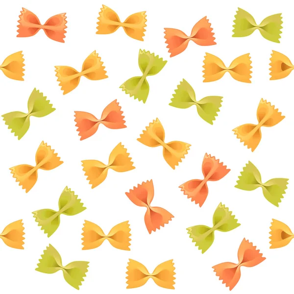 Seamless Pattern Colored Pasta Farfalle Staples Vector Illustration White Background — Stock Vector