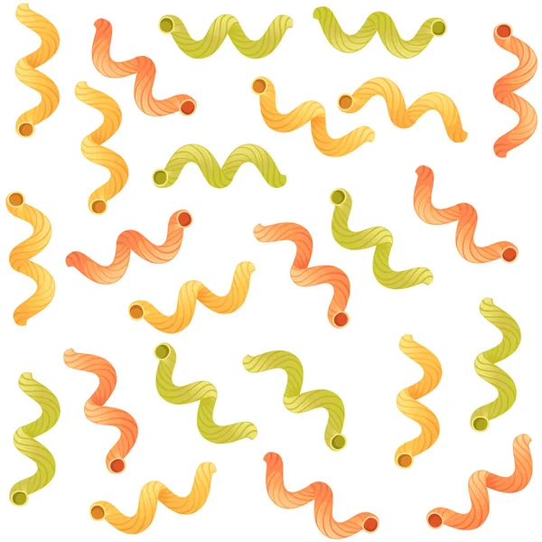 Naadloos Patroon Gekleurde Pasta Cavatappi Keuken Nietjes Vector Illustratie Witte — Stockvector