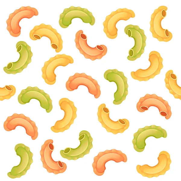 Seamless Pattern Colored Pasta Creste Galli Cuisine Staples Vector Illustration — Stock Vector