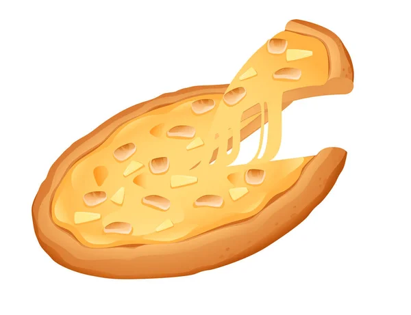Lezzetli Taze Pizza Peynirli Tavuk Eti Ananas Tasarımı Menü Vektör — Stok Vektör