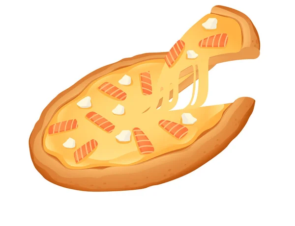 Pizza Fraîche Savoureuse Avec Fromage Saumon Poisson Conception Pour Illustration — Image vectorielle