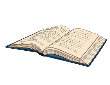 El çizimi biçimi tek açılır kitap beyaz arkaplanda izole edilmiş sert kapaklı vektör çizimi.