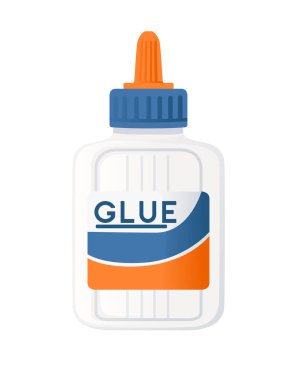 Beyaz arkaplanda izole edilmiş plastik yapıştırıcı vektör çizimi şişesi.