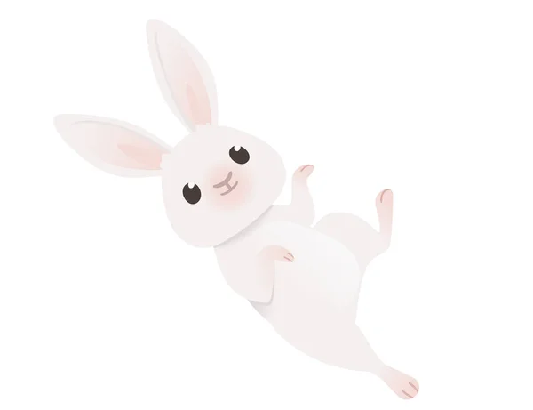 Симпатичный Белый Кролик Играет Наземном Рисунке Животного Дизайна Вектор Иллюстрации — стоковый вектор
