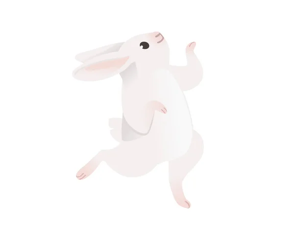 Sevimli Çizgi Film Tavşanları Komik Tüylü Gri Tavşanlar Ayakta Duran — Stok Vektör