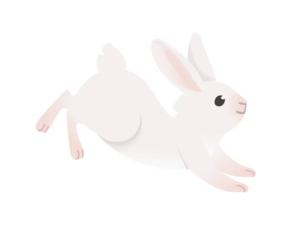 Милые Мультяшные Кролики Смешные Пушистые Серые Зайцы Пасхальные Кролики Стоят — стоковый вектор