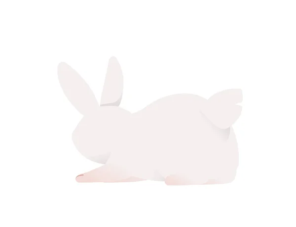 Cute White Rabbit Sitting Ground Cartoon Animal Design Vector Illustration — Stock Vector