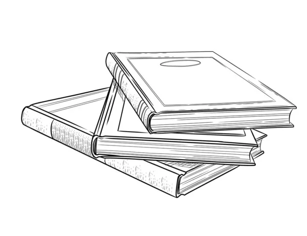 Esboço Estilo Pilha Livros Com Capa Dura Vetor Ilustração Isolado — Vetor de Stock