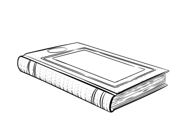Livre Unique Style Contour Avec Illustration Vectorielle Couverture Rigide Isolé — Image vectorielle