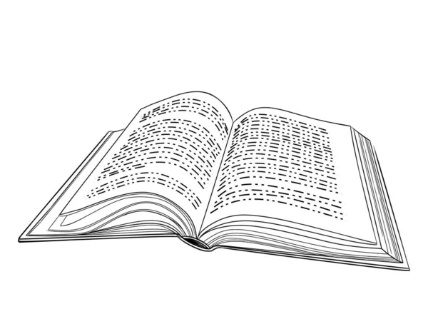 Esquema Estilo Único Libro Abierto Con Ilustración Vectores Tapa Dura — Vector de stock