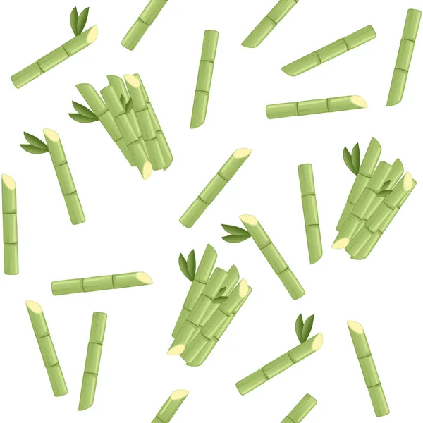 Kusursuz Desenli Ham Yeşil Şeker Kamışı Beyaz Arkaplanda Vektör Çizimi — Stok Vektör