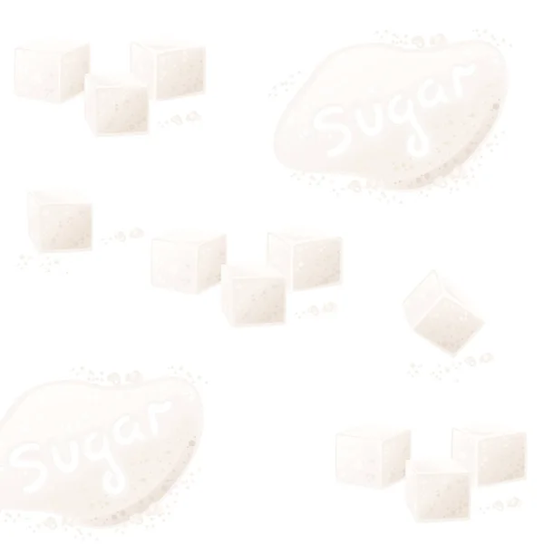 白の背景にシームレスなパターンの白いキューブとグラニュー糖Ibjectイラスト — ストックベクタ