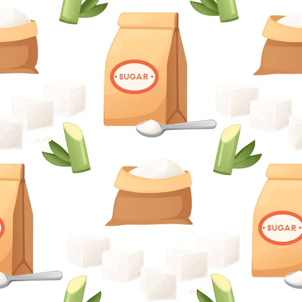 Padrão Sem Costura Cana Açúcar Verde Cru Com Ilustração Vetor —  Vetores de Stock
