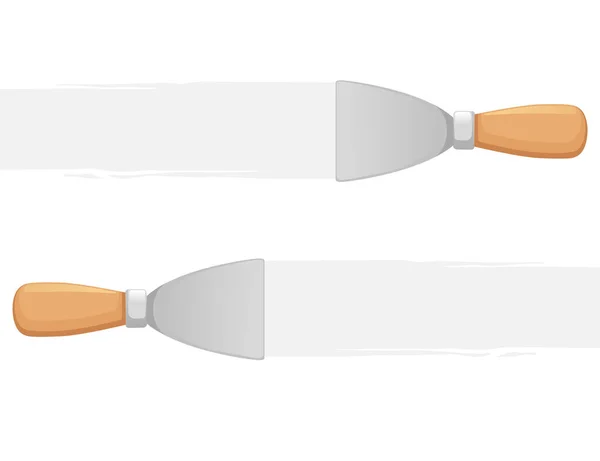 Шпатлевочный Нож Штукатурки Лопатки Векторной Иллюстрацией Деревянной Ручки Белом Фоне — стоковый вектор
