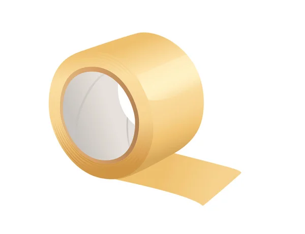 Žlutá Skotská Lepicí Páska Vektorové Ilustrace Izolované Bílém Pozadí — Stockový vektor