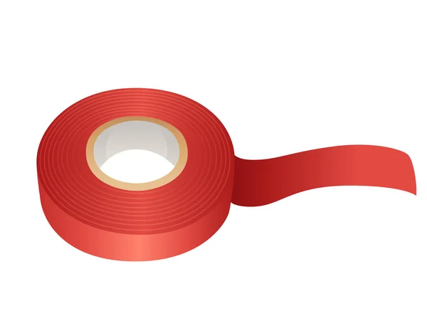Rode Kleur Isolerende Tape Vector Illustratie Geïsoleerd Witte Achtergrond — Stockvector