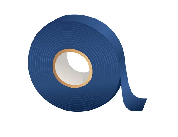 Blauwe Kleur Isolerende Tape Vector Illustratie Geïsoleerd Witte Achtergrond — Stockvector