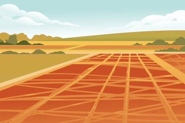 Krajobraz Wiejski Quinoa Kwitnące Rośliny Pole Uprawne Zboża Wektor Ilustracja — Wektor stockowy