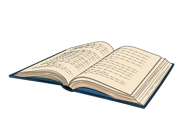 Ручний Намальований Стиль Окремої Відкритої Книги Твердою Обкладинкою Векторні Ілюстрації — стоковий вектор