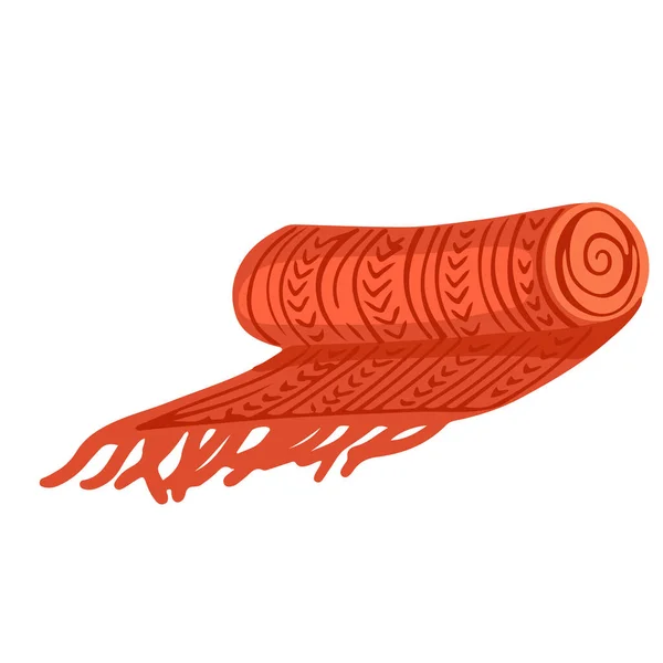 Gestrickte Warme Rote Schal Vektor Illustration Isoliert Auf Weißem Hintergrund — Stockvektor