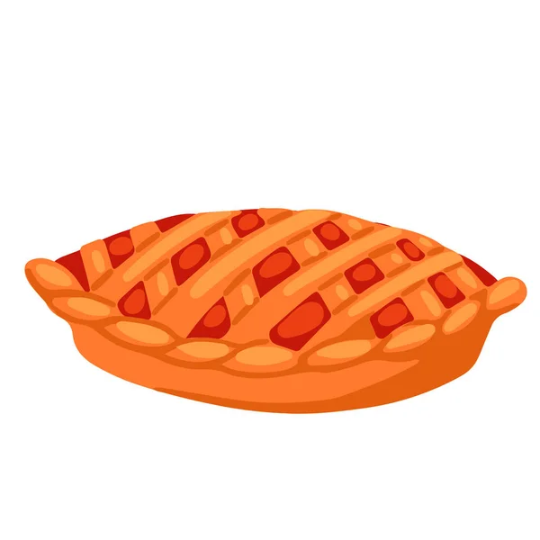Sweet Tasty Homemade Baked Apple Pie Vector Illustration Isolated White — Stock Vector