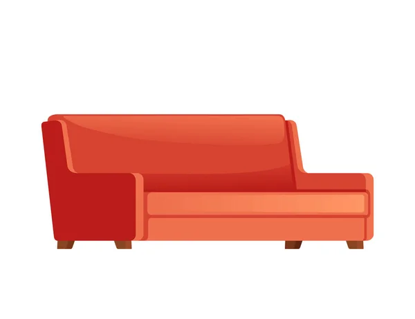 白い背景に隔離されたリビングルームやレセプションベクトルイラストのための赤い柔らかいソファ現代的なデザイン — ストックベクタ